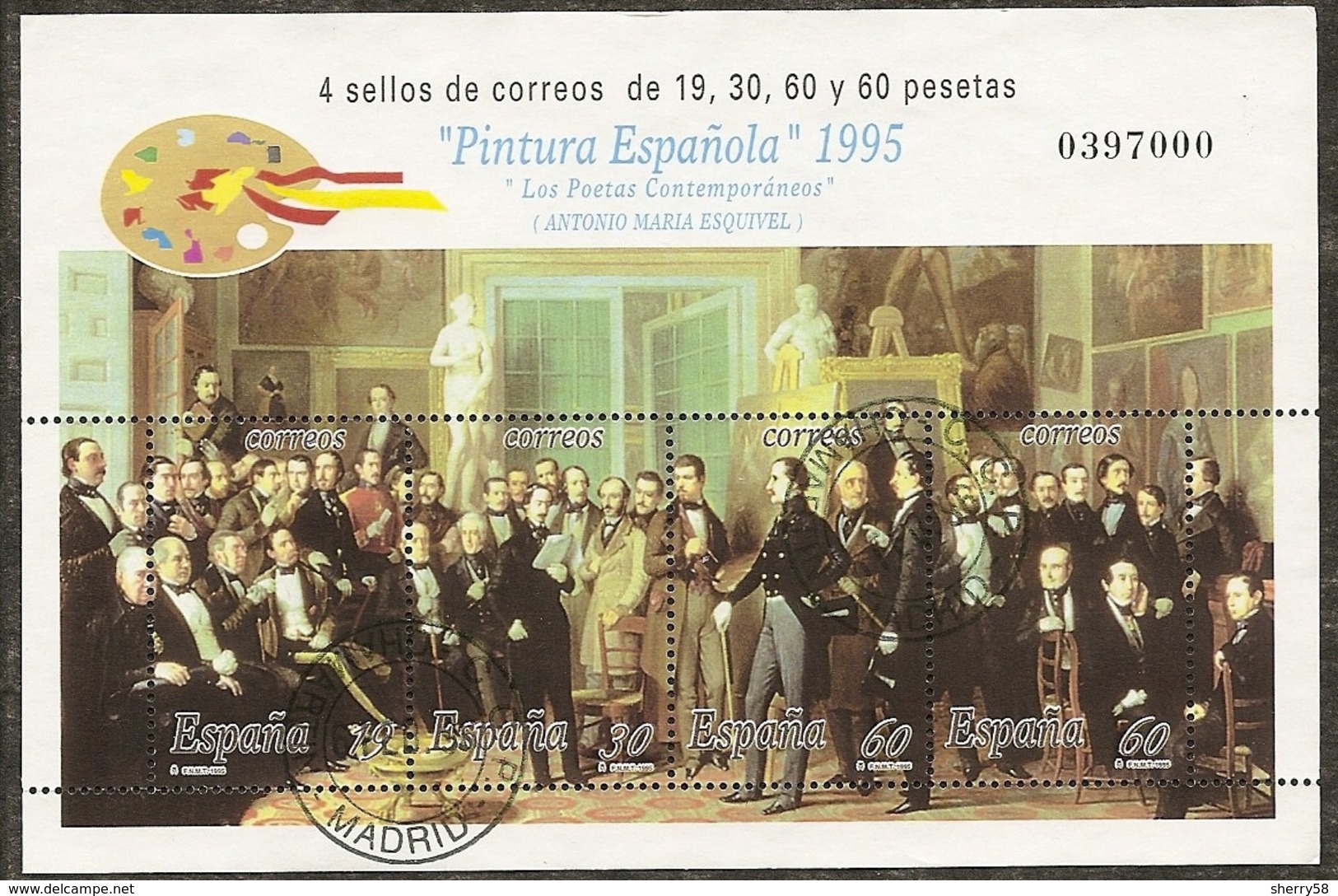 1995-ED. 3401 H.B.-PINTURA.ESQUIVEL-USADO- - Blocs & Hojas