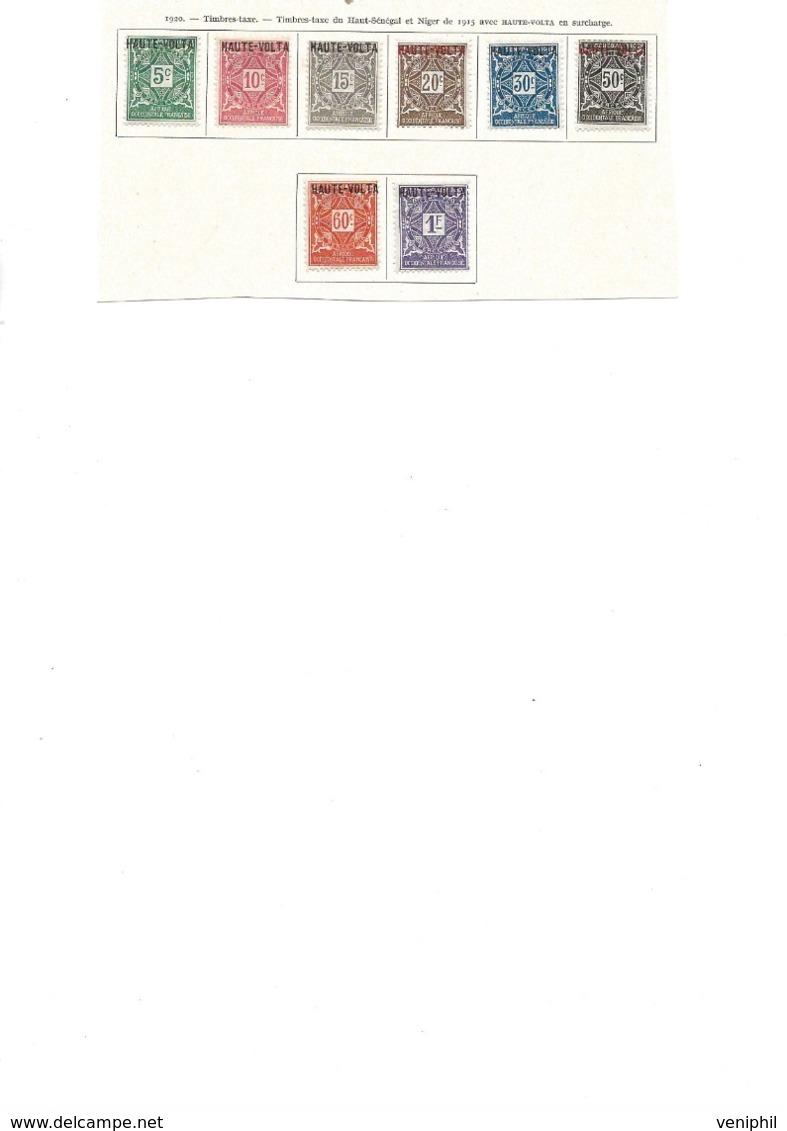 HAUTE-VOLTA - TIMBRE TAXE N° 1 A 8 NEUF CHARNIERE - ANNEE 1920 - Timbres-taxe
