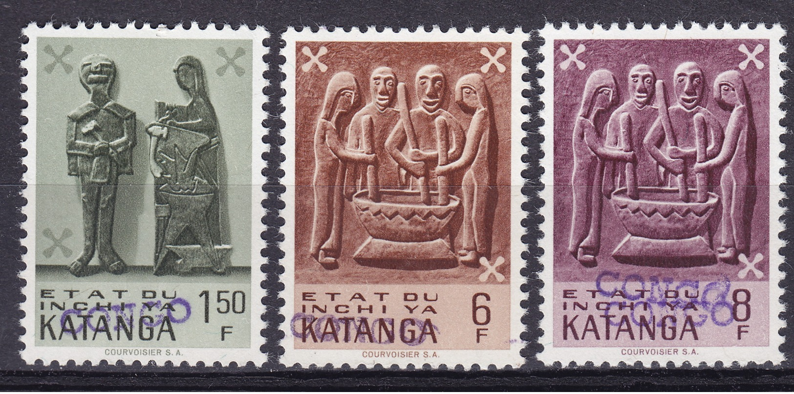 Katanga - Congo - Albertville (xx) Nr 9V - 13V  V= Paarse Opdruk-surcharge Violette   MNH - Katanga