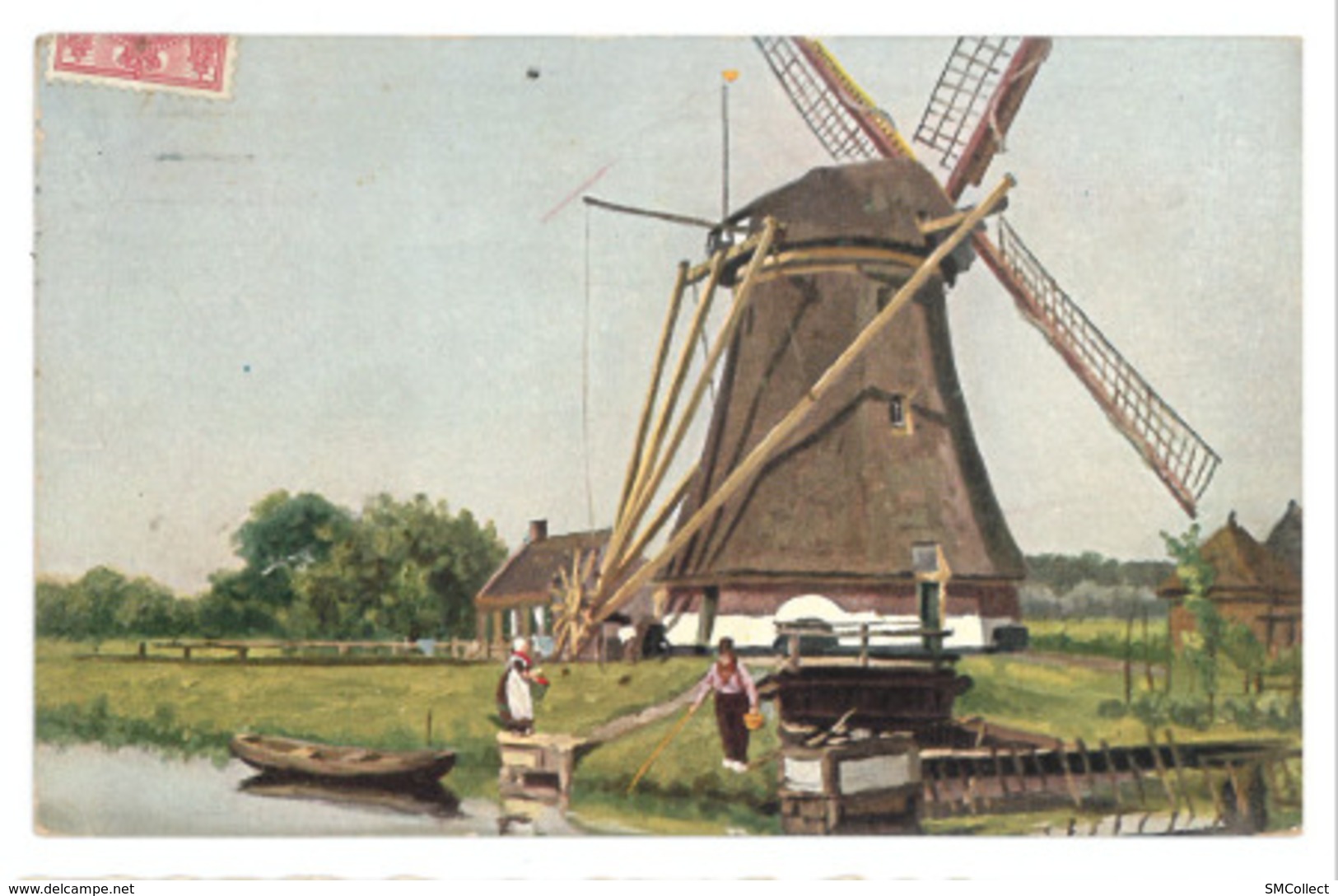 Pays Bas. Timbre N° 51 Perforé S Sur Cpa 1908 (10146) - Perfins