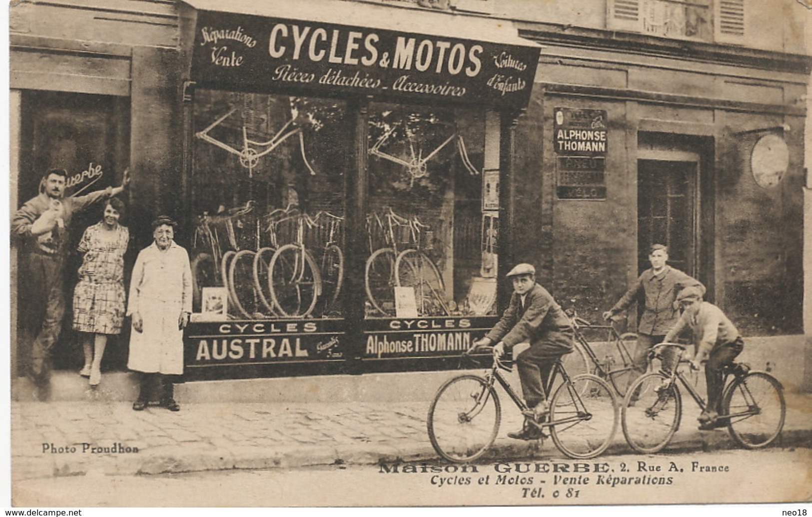 Meudon ? Maison Guerbe 2, Rue Anatole France Cycles Et Motos  Photo Proudhon. Cycles Austral. Alphonse Thomann - Meudon