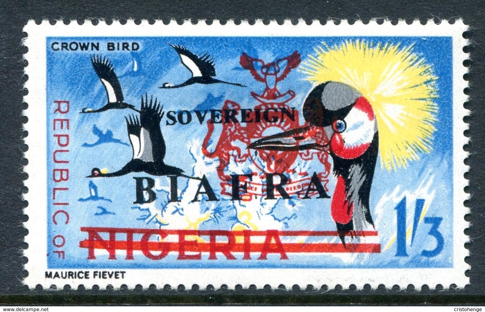 Biafra - Nigeria 1968 Wildlife Overprints - 1/3 Crown Bird HM (SG 12) - Nigeria (1961-...)