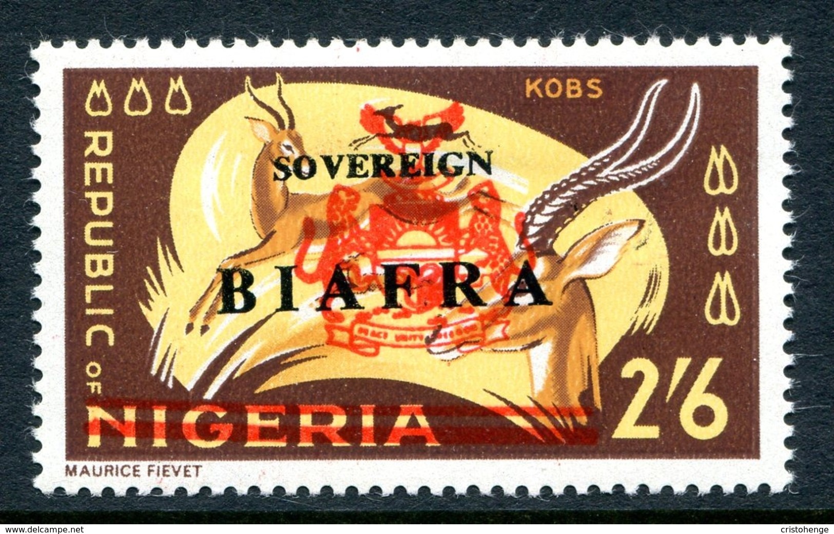 Biafra - Nigeria 1968 Wildlife Overprints - 2/6 Kobs HM (SG 13) - Nigeria (1961-...)