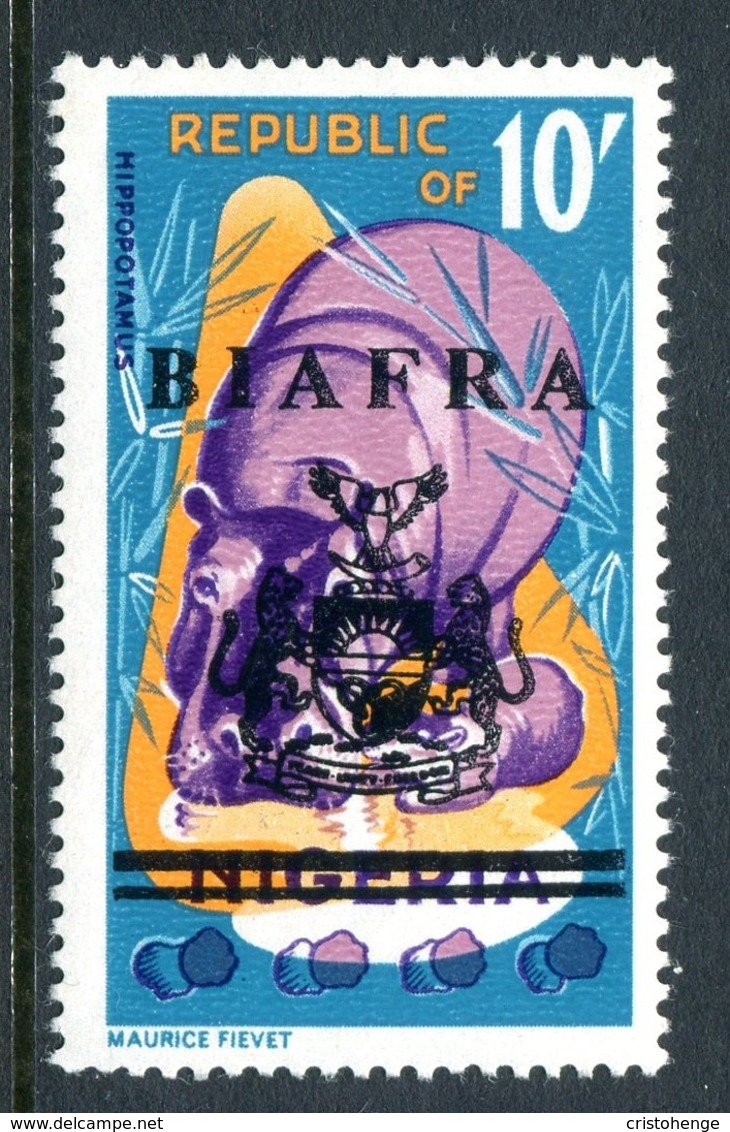 Biafra - Nigeria 1968 Wildlife Overprints - 10/- Hippo HM (SG 15) - Nigeria (1961-...)