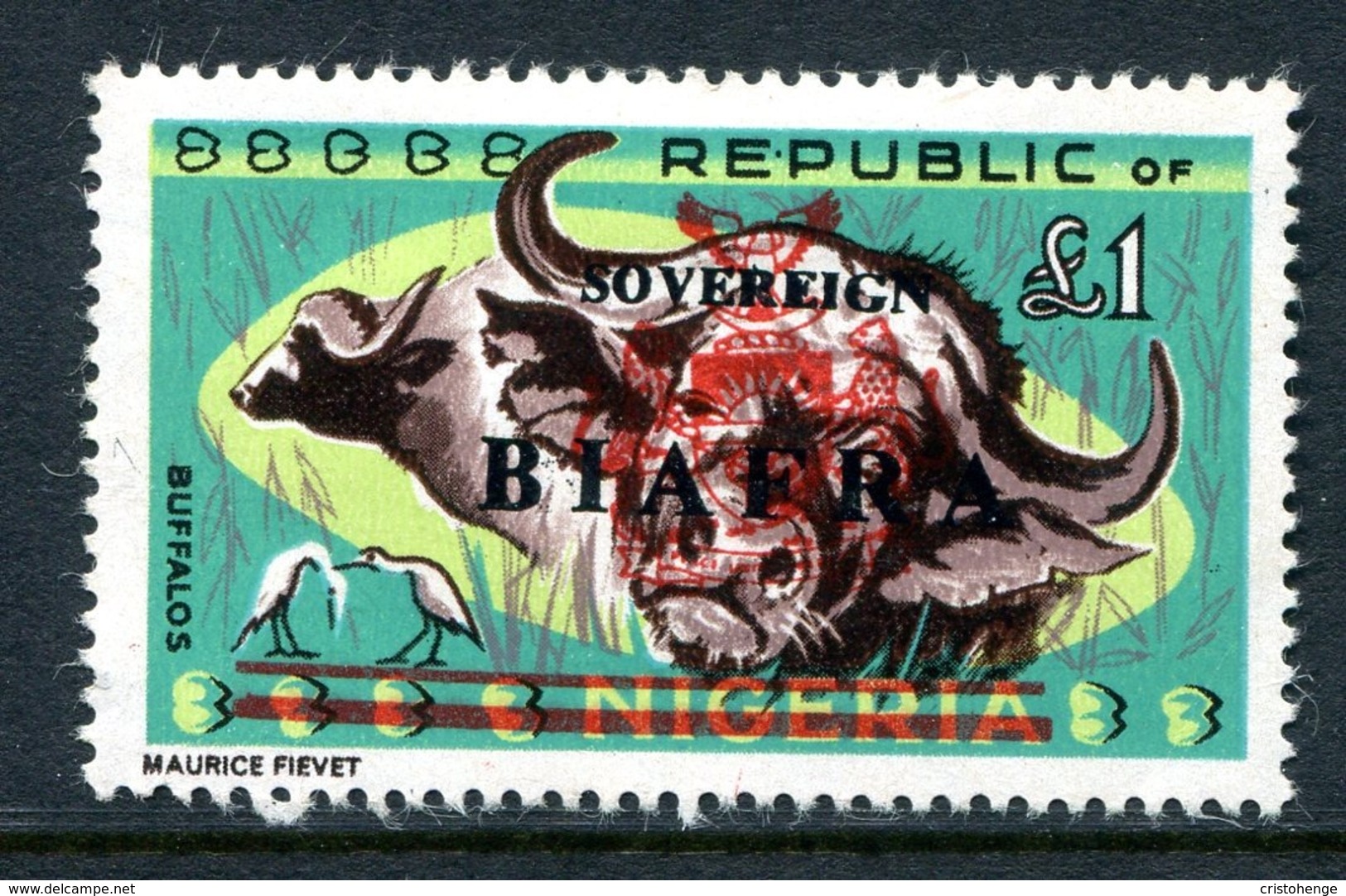 Biafra - Nigeria 1968 Wildlife Overprints - £1 Buffalos HM (SG 16) - Nigeria (1961-...)