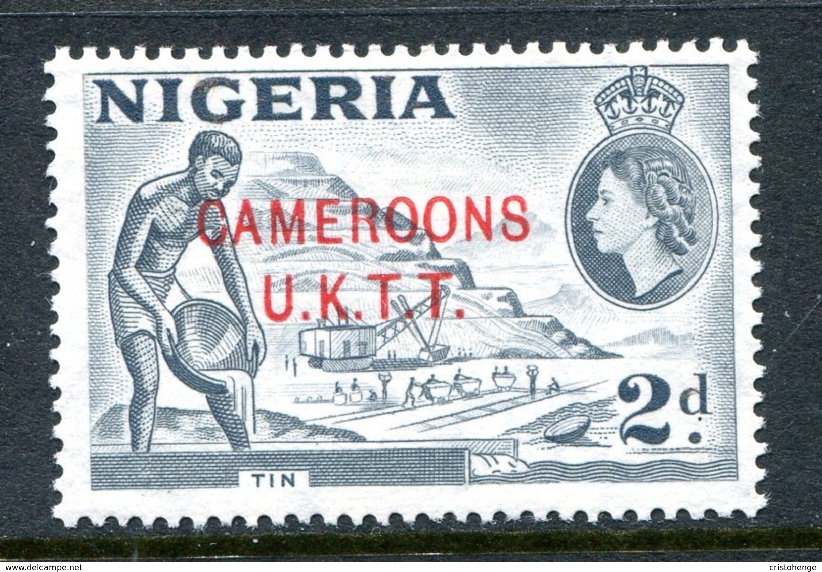 Cameroon 1960-61 Nigeria Overprints - 2d Tin - Pale Grey - MNH (SG T4c) - Cameroon (1960-...)