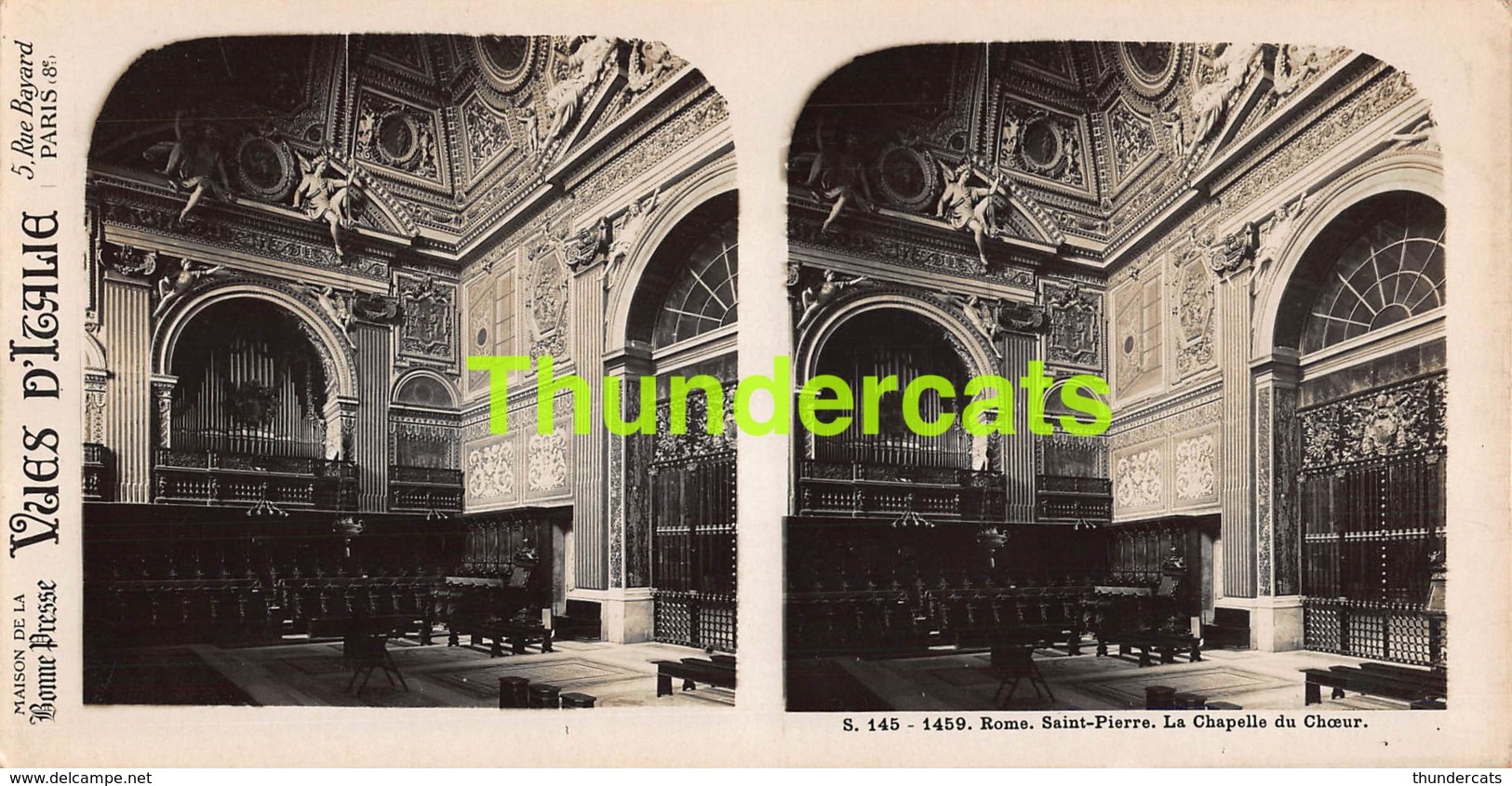 ANCIENNE PHOTO STEREOSCOPIQUE STEREOVIEW FOTO STEREO VUES D'ITALIA - ROME SAINT PIERRE LA CHAPELLE DU CHOEUR - Stereo-Photographie