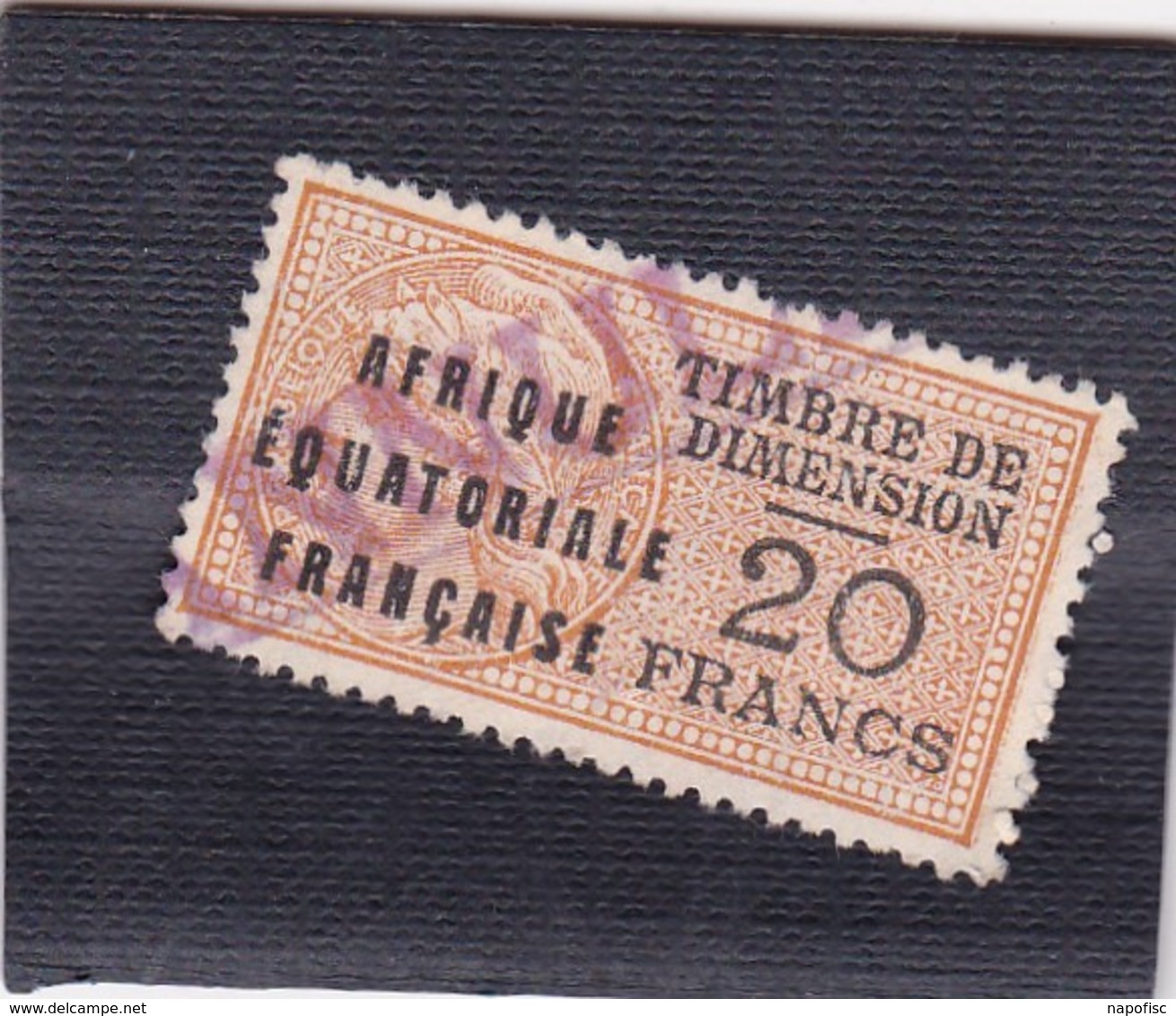 Timbre Fiscal Dimension A.E.F Médaillon De Daussy 20 Francs - Andere & Zonder Classificatie