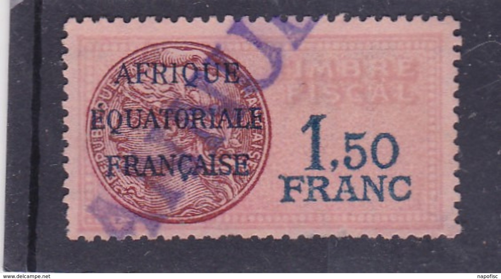 Timbre Fiscal A.E.F Médaillon De Daussy 1.5 Franc Légende Effilée - Sonstige & Ohne Zuordnung