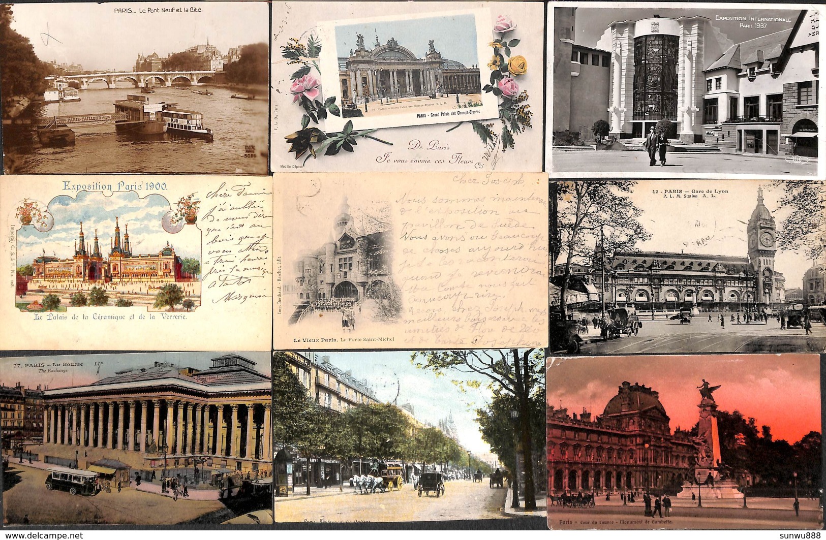 Paris - Lot sélectionné 79 cartes (animée, colorisée, précurseur, gaufrée,...petit prix, voir scans)