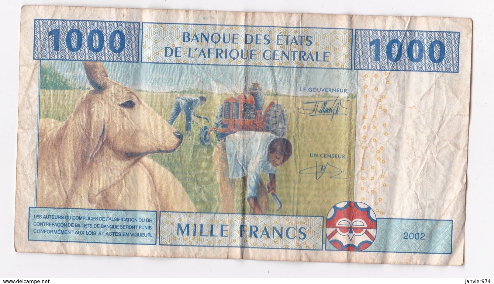 Banque Des Etats De L'Afrique Centrale 1000 Francs 2002, Alphabet A N° 076071462 - Gabon