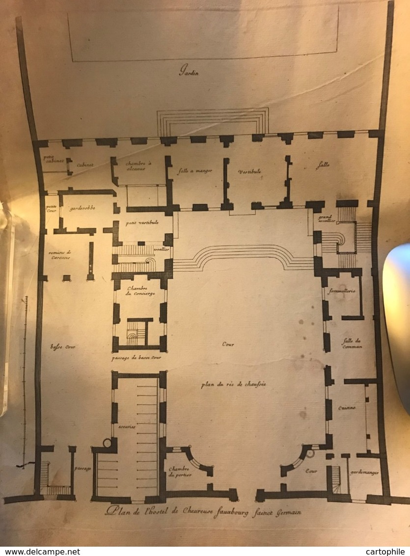 Plan Du 18e Siècle Représentant L'Hostel De Chevreuse Rue Du Faubourg Saint Germain à Paris - Architecture