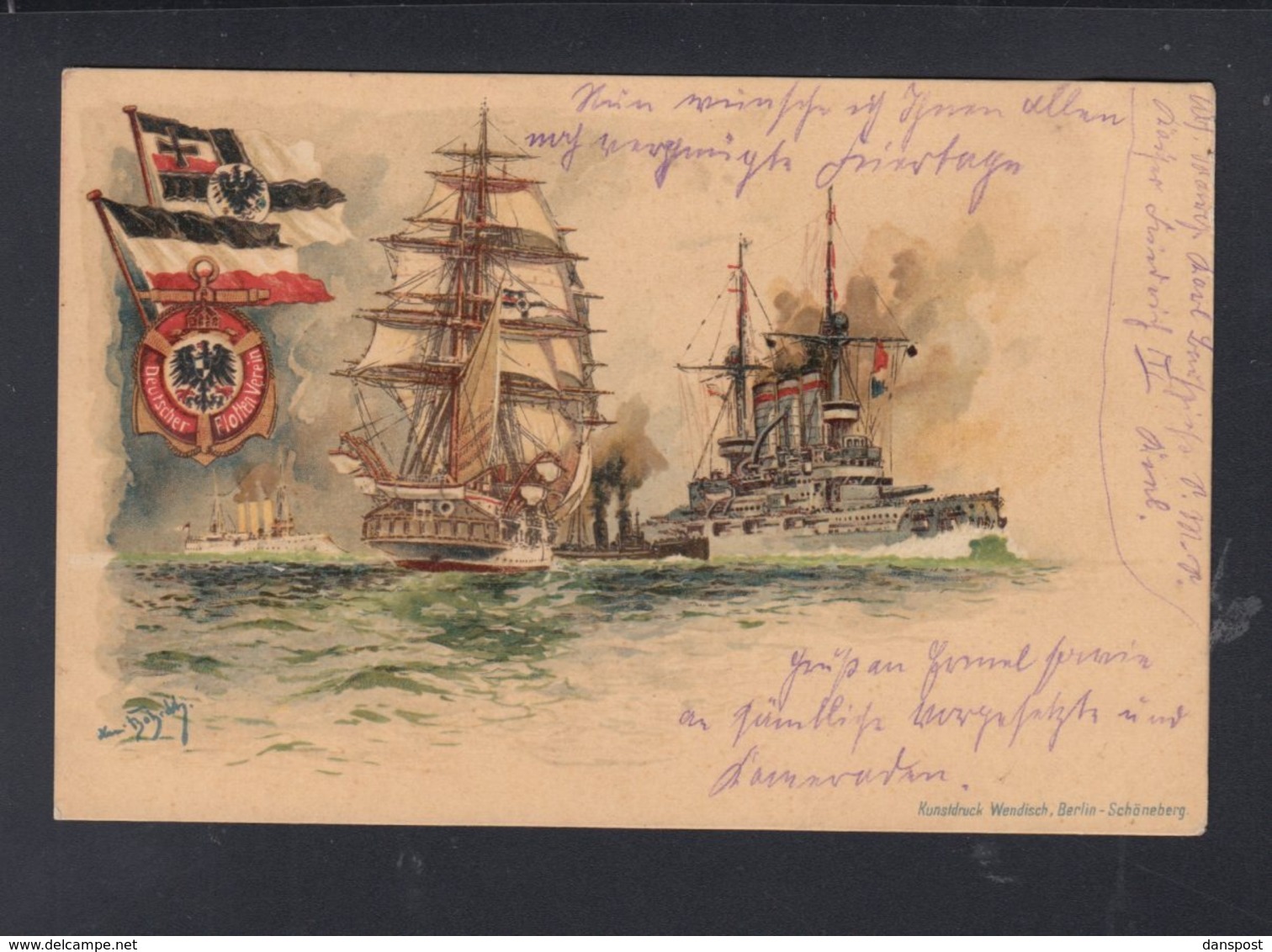 Dt. Reich PK Marine Felspost SMS Kaiser Friedrich III 1914 - Covers & Documents