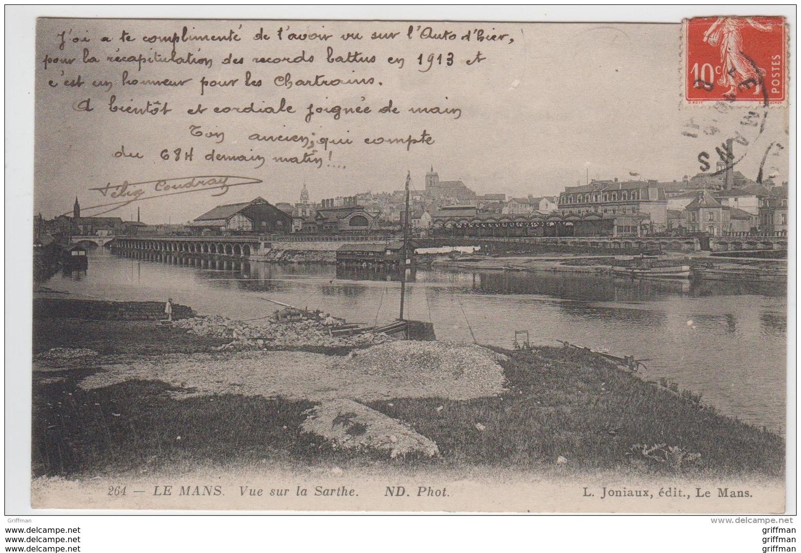 LE MANS VUE SUR LA SARTHE LA GARE ? 1913 TBE - Le Mans