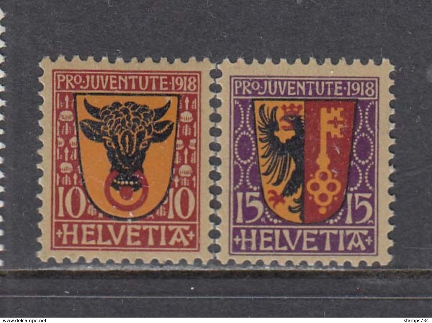 Switzerland 1918 - Pro Juventute: Wappen, Mi-Nr. 143/44, MNH** - Unused Stamps