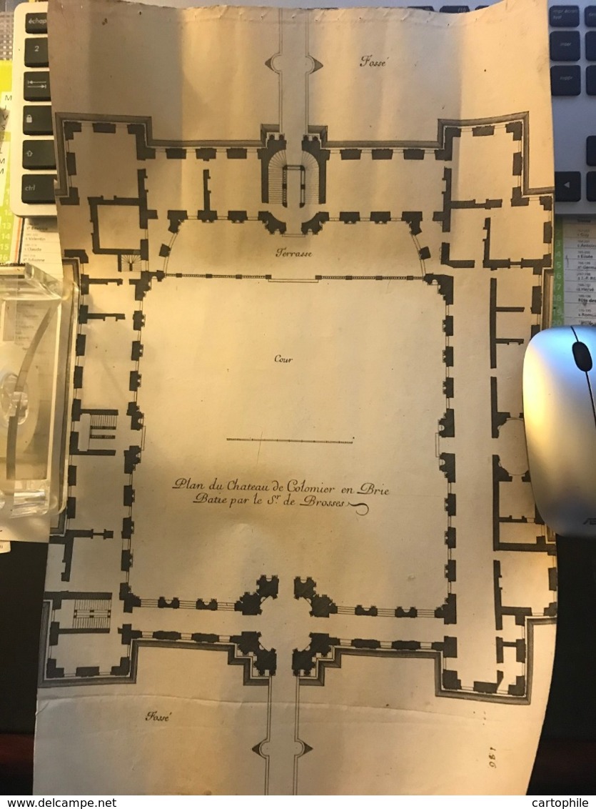 Rare Plan De Jean Marot Du 17e Siècle Du Chateau De Coulommiers En Brie (77) - Détruit à La Révolution - Architectuur