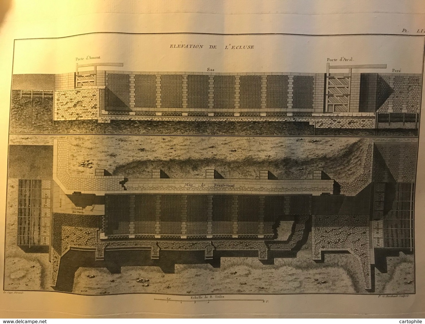 Rare Plan Du 18e Ou 19e Siècle De L'élévation D'une Ecluse Non Située - Thème Canal Batellerie Navigation - Architectuur