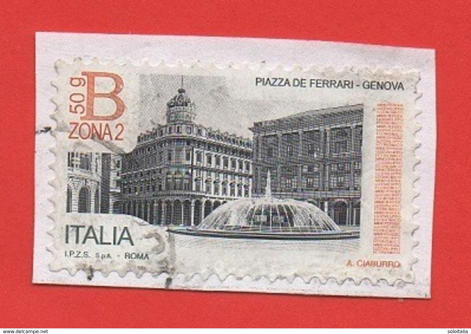 2016 (3702) Piazze D'Italia: B Zona 2 50 Gr Genova - Viaggiato  - Leggi Il Messaggio Del Venditore - 2011-20: Usati