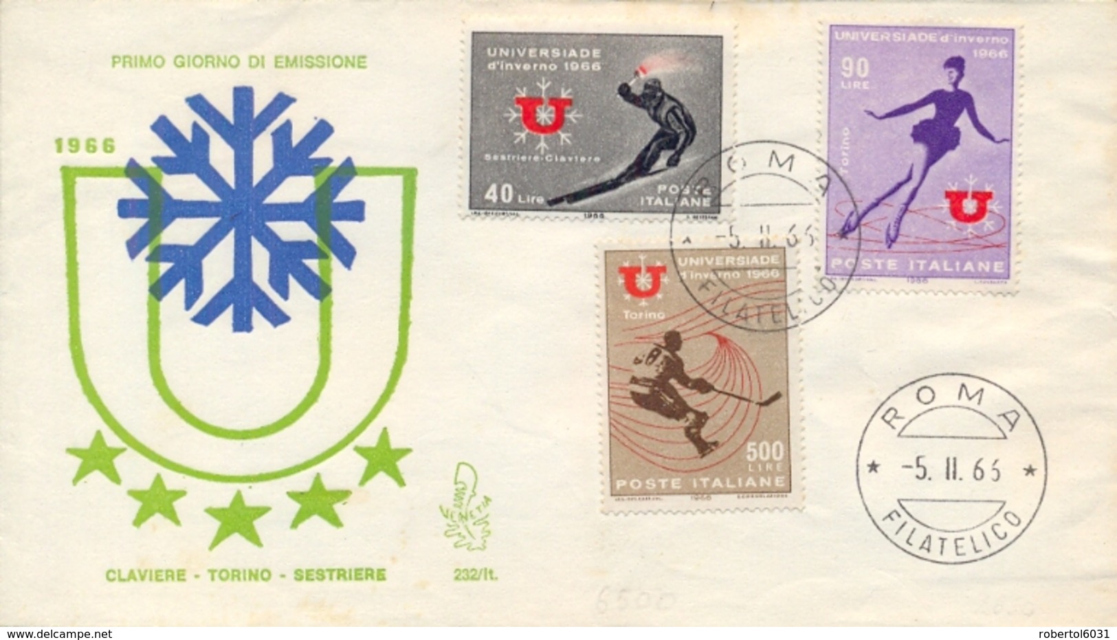 Italia Italy 1966 FDC VENETIA Universiadi Invernali A Torino Winter University Sports Games In Turin - Wintersport (Sonstige)