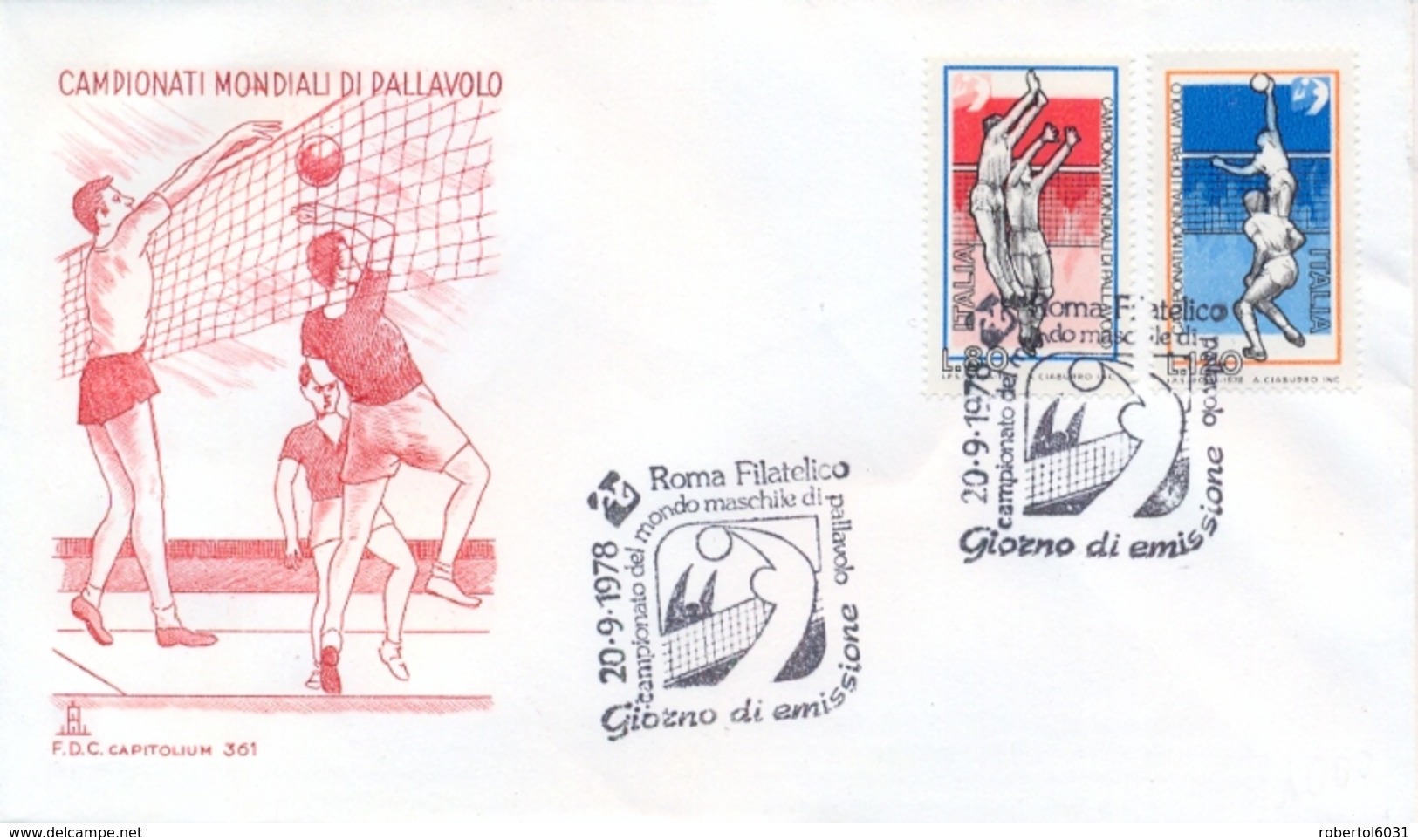 Italia Italy 1978 FDC CAPITOLIUM Campionati Mondiali Maschili Di Pallavolo Men's World Volleyball Championships - Pallavolo