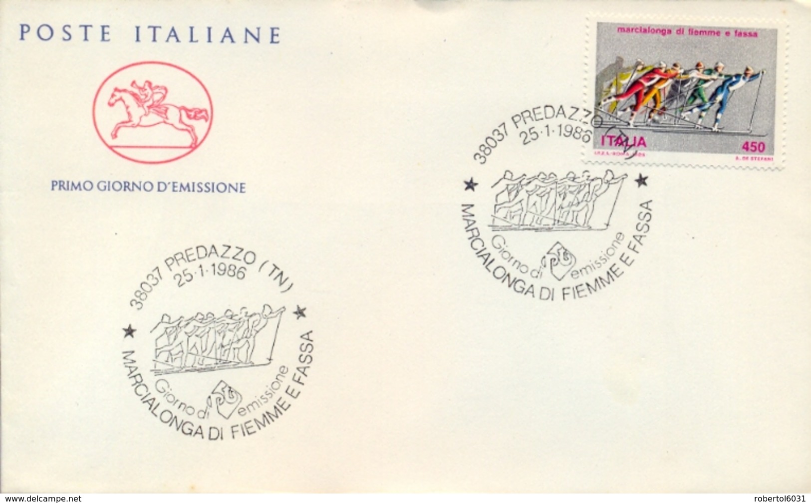 Italia Italy 1986 FDC CAVALLINO Marcialonga Di Fiemme E Fassa Sci Di Fondo Cross-country Skiing - Wintersport (Sonstige)