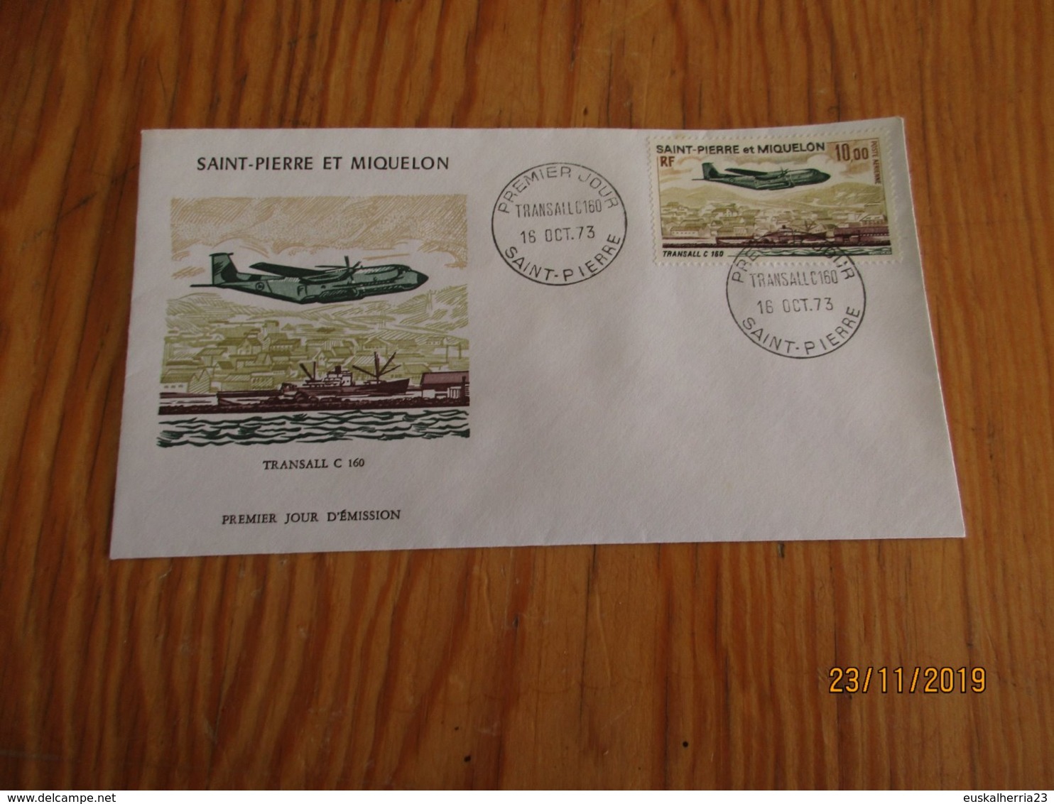 Enveloppe 1er Jour Saint-Pierre Et Miquelon Poste Aérienne Transall 1973 - Usados