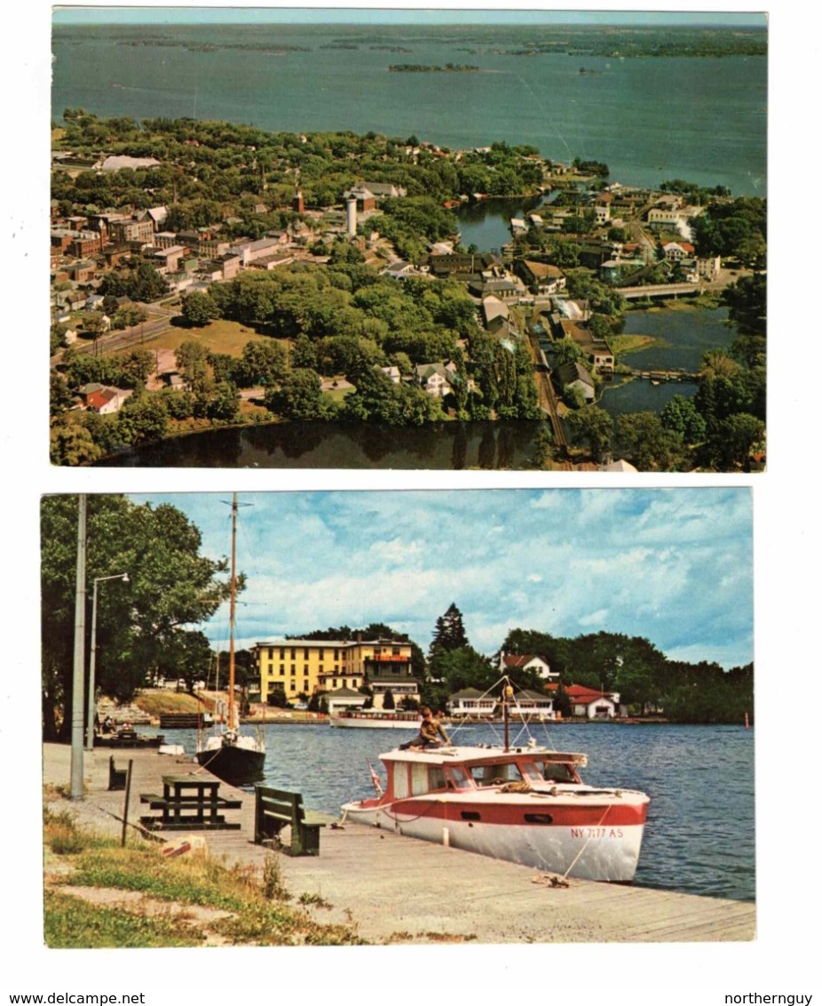 2 GANANOQUE, Ontario, Canada,  BEV & Government Wharf, Old Chrome Postcards Leeds County - Gananoque