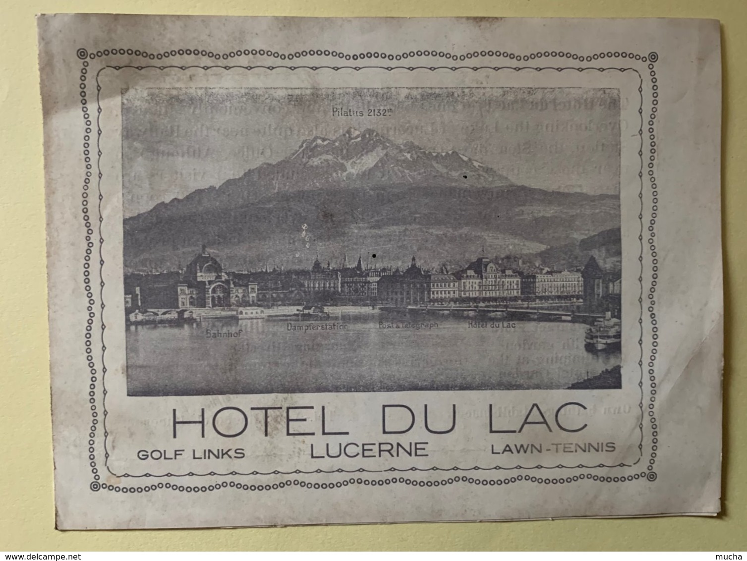 9244 -  Dépliant Hôtel Du Lac Lucerne - Advertising