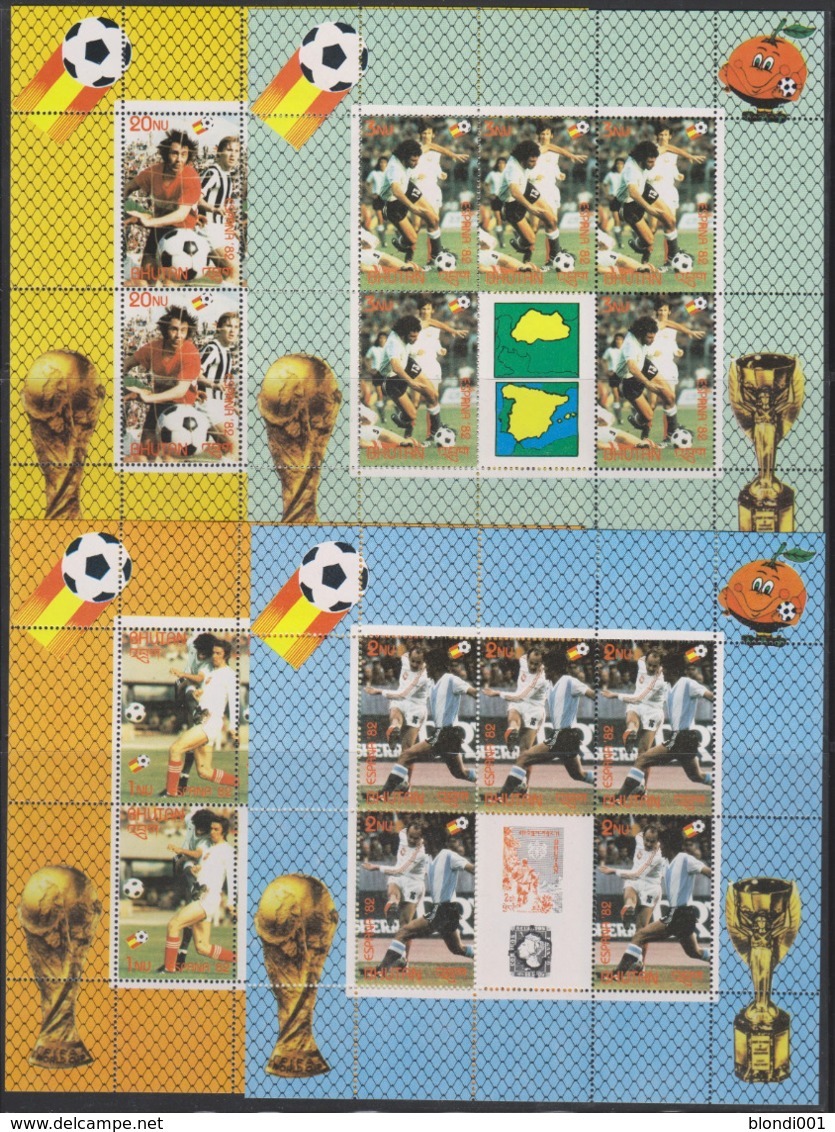 Soccer World Cup 1982 - Football - BHUTAN - Set Of 4 Sheets MNH - 1982 – Espagne