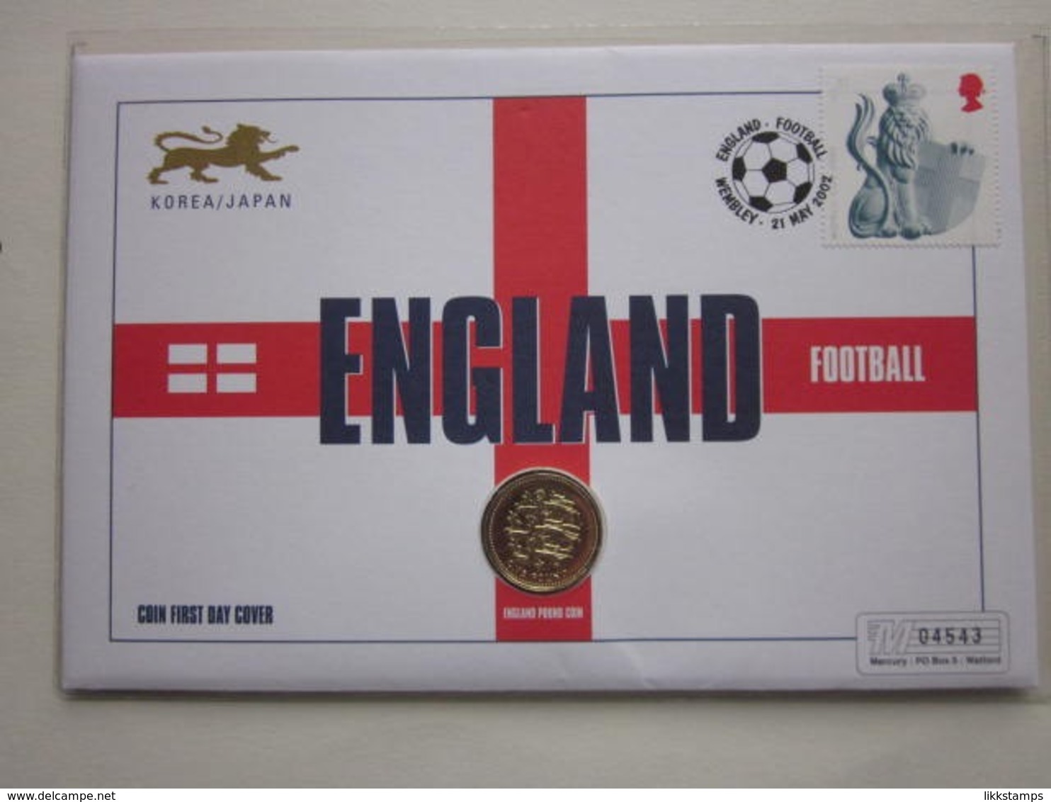 RARE 2002 ENGLAND FOOTBALL NUMBERED COMMEMORATIVE FIRST DAY COIN COVER. #00808 - 2001-2010 Decimal Issues