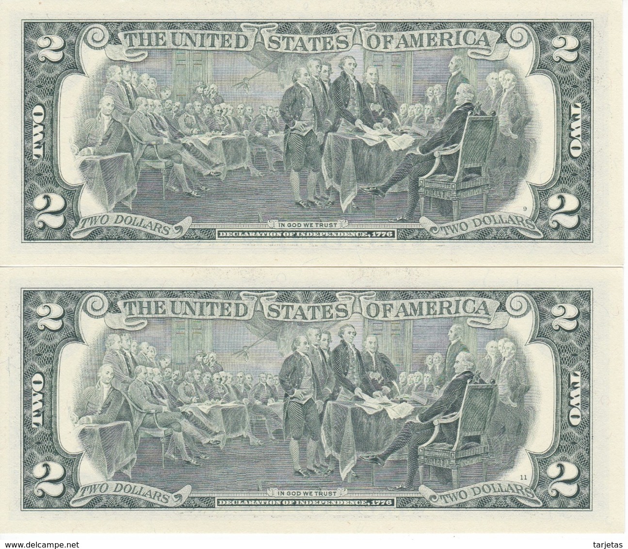 PAREJA CORRELATIVA DE ESTADOS UNIDOS DE 2 DOLLARS DEL AÑO 2009 SERIE L (BANK NOTE) SIN CIRCULAR-UNCIRCULATED - Billetes De La Reserva Federal (1928-...)