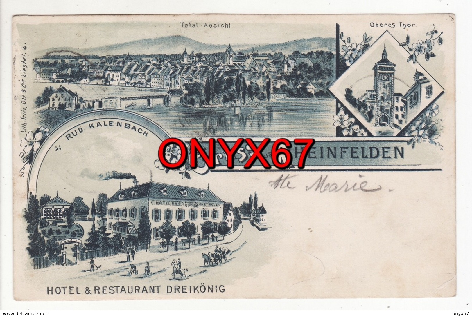 Gruss Aus RHEINFELDEN (Suisse-Schweiz-Zwitzerland-Svizzera) Hotel Restaurant DREIKÖNIG Lithographie Fritz OTT Liestal - Rheinfelden