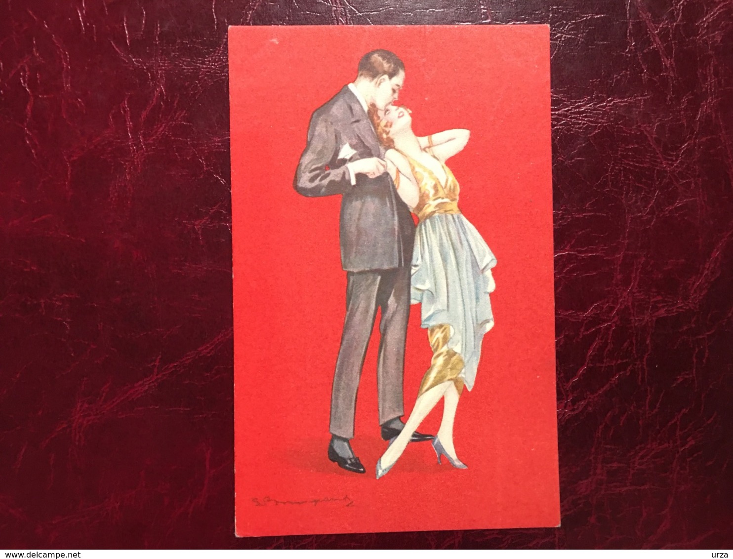 Couple D'amoureux-fond Rouge--Sergio Bompard-( My Ref SB4) - Bompard, S.