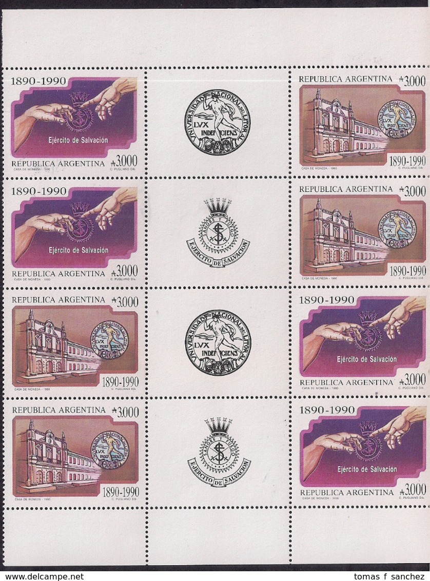 Argentina - 1990 - 100 Ans De L'Armée Du Salut - 100 De L'Université De La Côte - Neufs