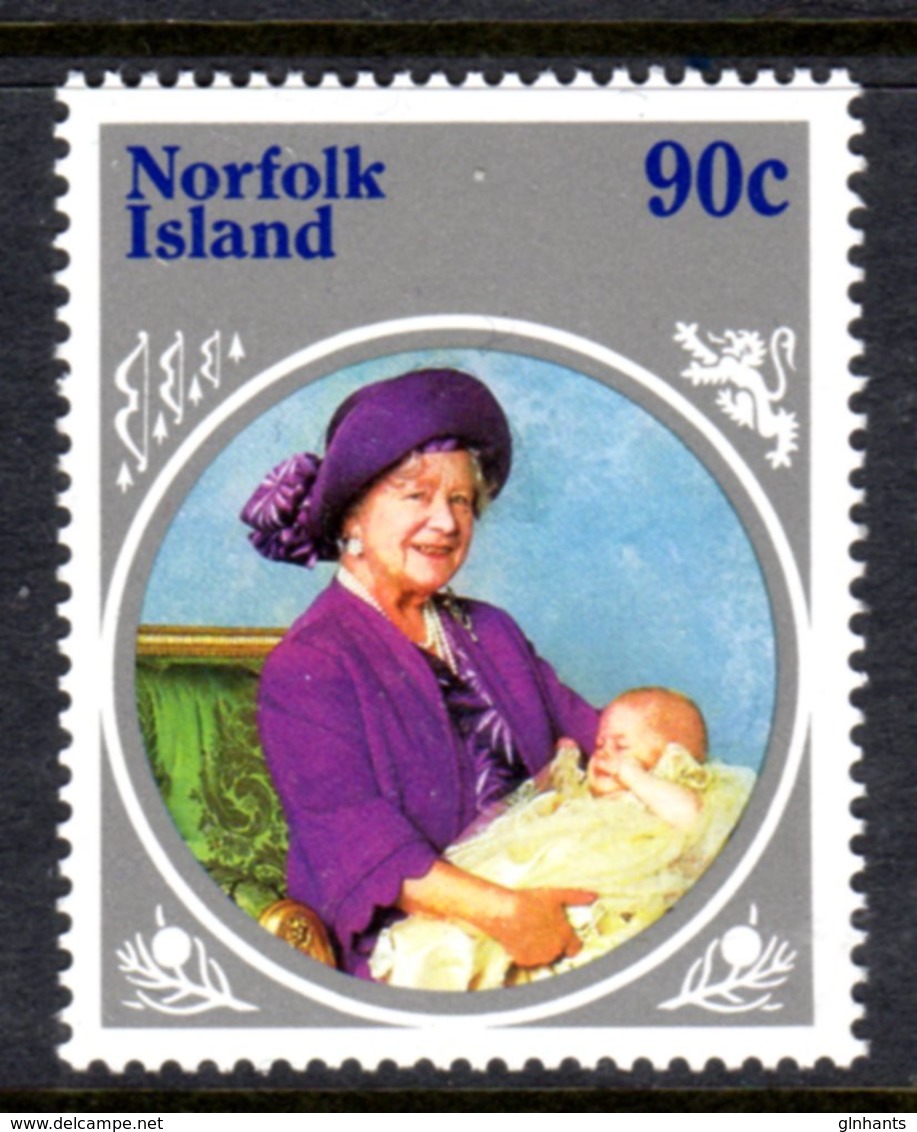 NORFOLK ISLAND - 1985 LIFE & TIMES OF QUEEN ELIZABETH THE QUEEN MOTHER 90c STAMP FINE MNH ** SG 367 - Norfolk Island