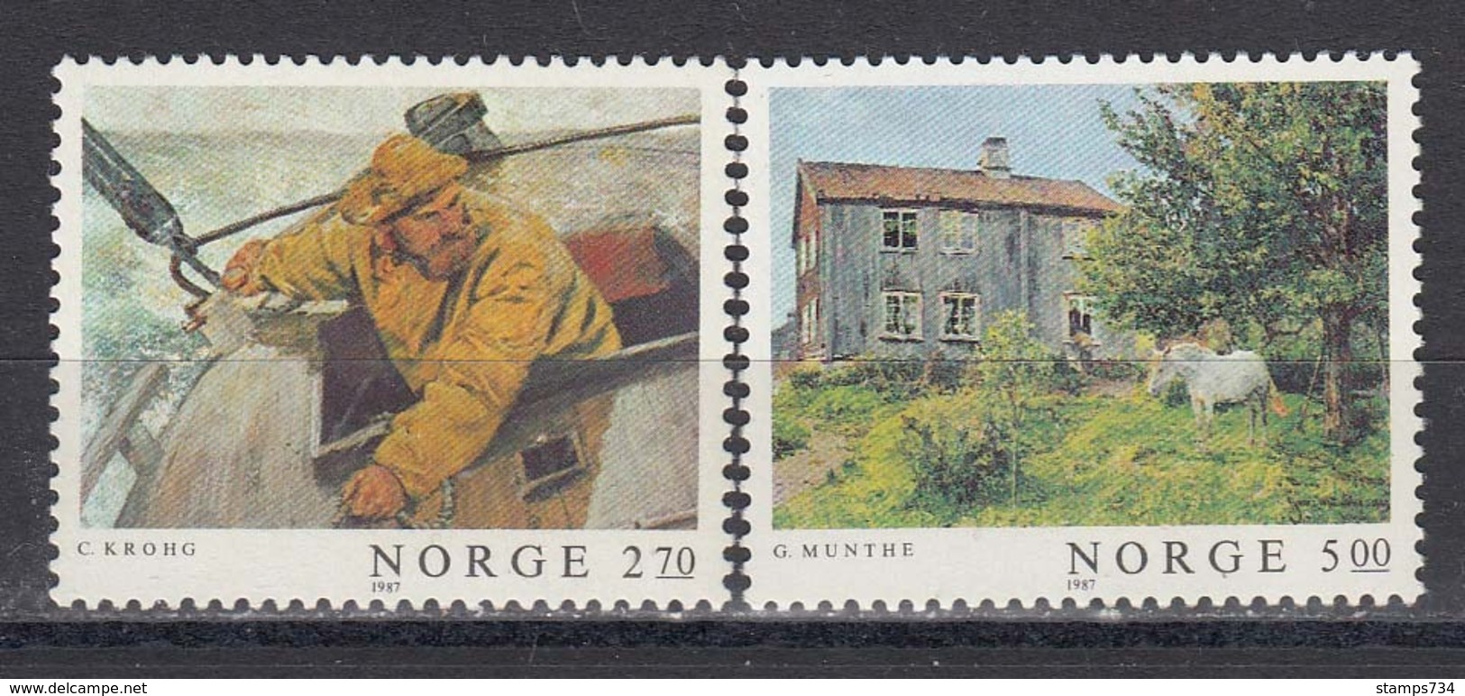 Norway 1987 - Painting, Mi-Nr. 979/80, MNH** - Ungebraucht