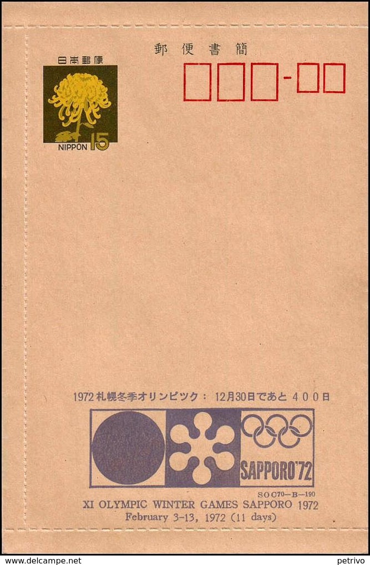 Japan - 1970 A - Winter - Olympic Games 1972 - Stationery Cover - Still 400 Days - Inverno1972: Sapporo