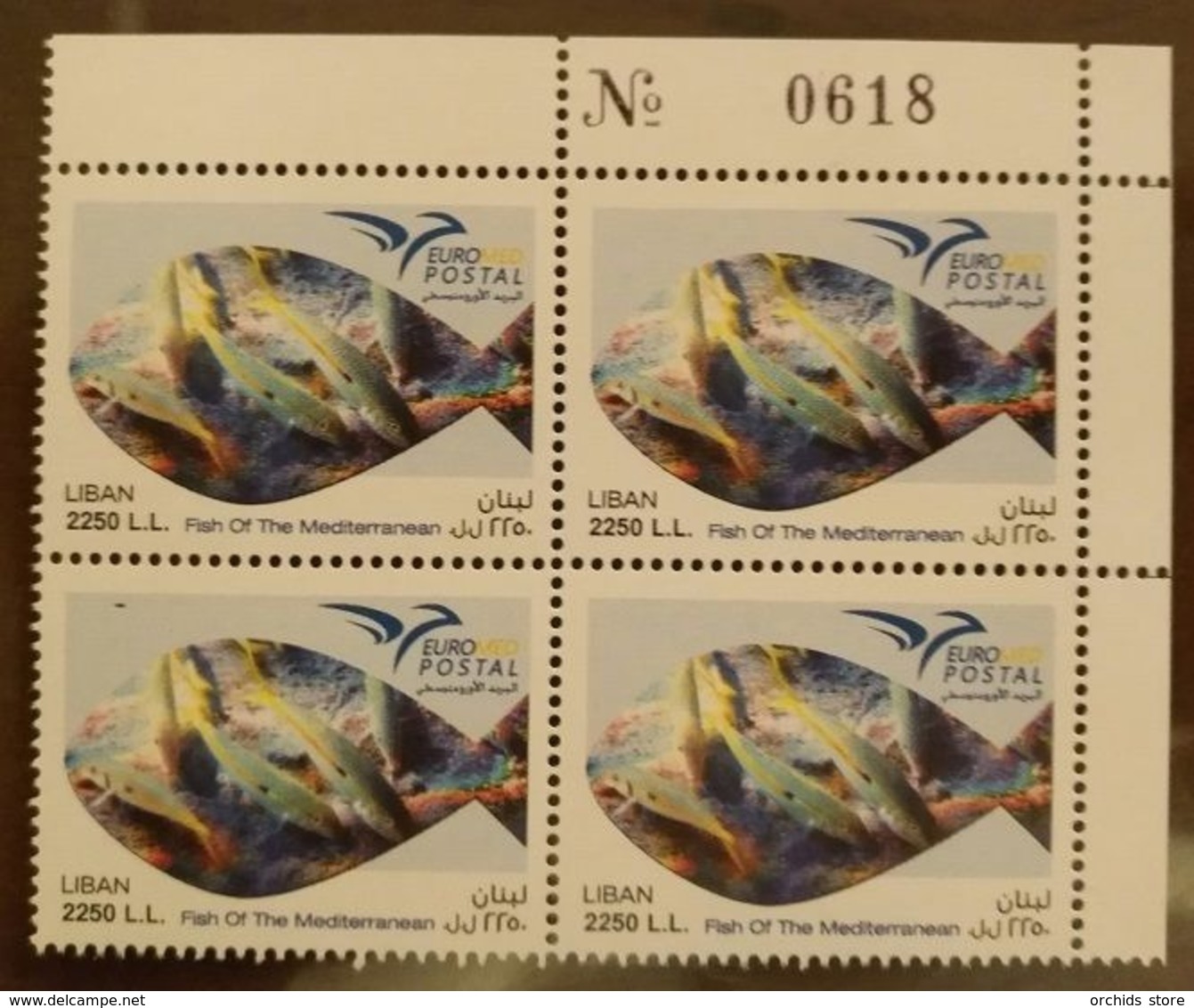 Lebanon 2016 NEW MNH - EUROMED Joint Issue - Fish Of Mediterranean Blk/4 W/ Numb - Lebanon