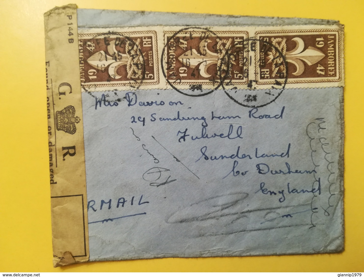 1947 BUSTA FRANCIA FRANCE  BOLLO JAMBOOREE ANNULLO JAMBOREE DE LA PAIX OBLITERE' - Storia Postale