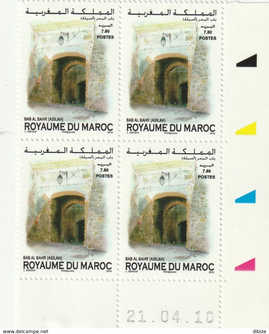 Maroc. Coin Daté De 4 Timbres Yvert N° 1549 De 2010. Bab Al Bahr. Porte De La Mer. Asilah. - Monuments