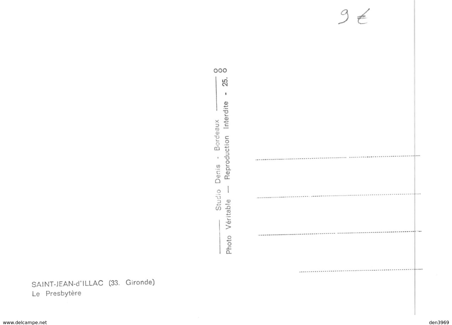 SAINT-JEAN-d'ILLAC - Le Presbytère - Photo Studio Denis, Bordeaux - Tirage D'éditeur N&B Non Dentelé - Altri & Non Classificati