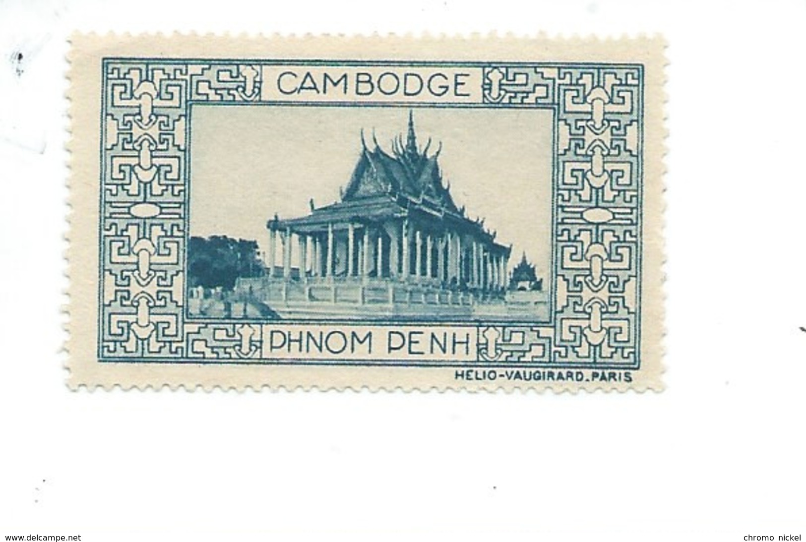 Vignette INDOCHINE Cambodge Phnom Penh Helio Vaugirard Sans Gomme TB 53 X 32  Colonies Françaises  2 Scans - Autres & Non Classés