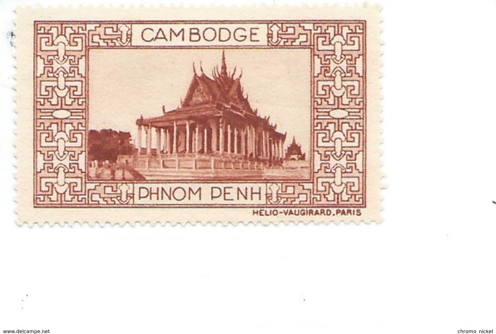 Vignette INDOCHINE Cambodge Phnom Penh Helio Vaugirard Sans Gomme TB 53 X 32  Colonies Françaises  2 Scans - Autres & Non Classés
