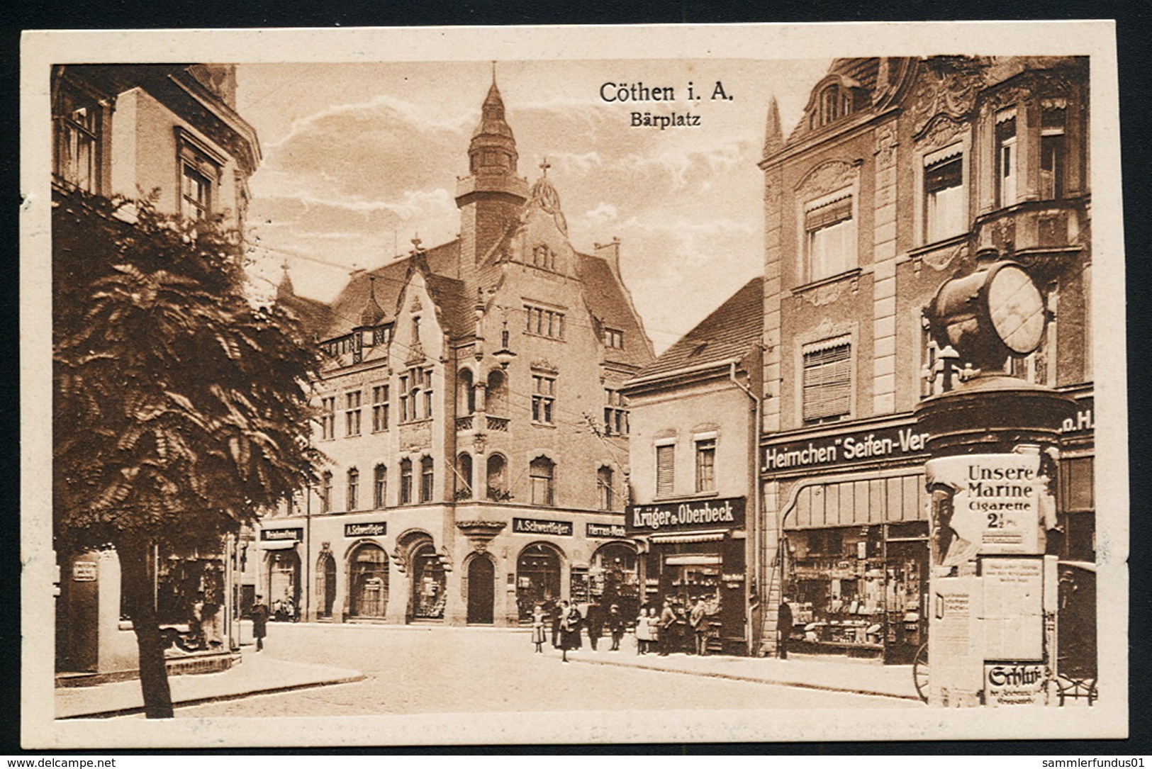 AK/CP Köthen  Bärplatz  Litfaßsäule    Gel/circ.1924  Erhaltung/Cond. 2   Nr. 00923 - Köthen (Anhalt)