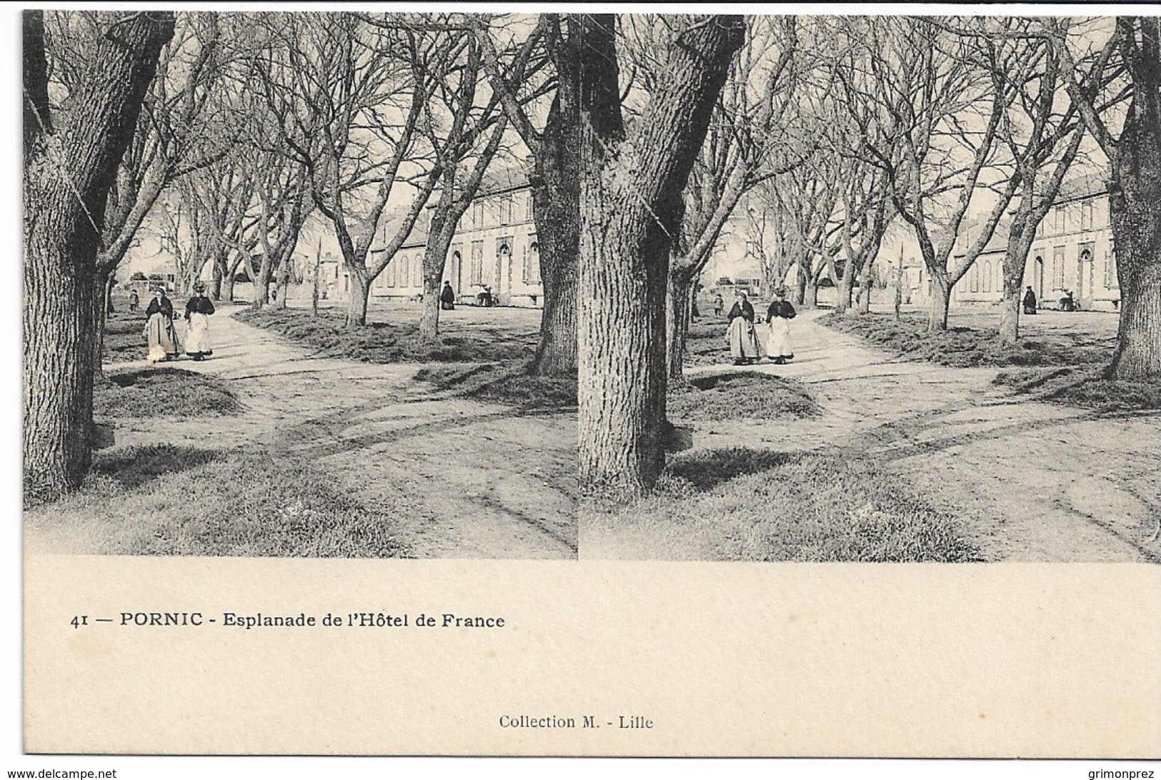 CPA LOIRE-ATLANTIQUE 44  PORNIC L'Esplanade De L'Hôtel De France  Carte Stéréo édt M LiIle N°41 - Pornic