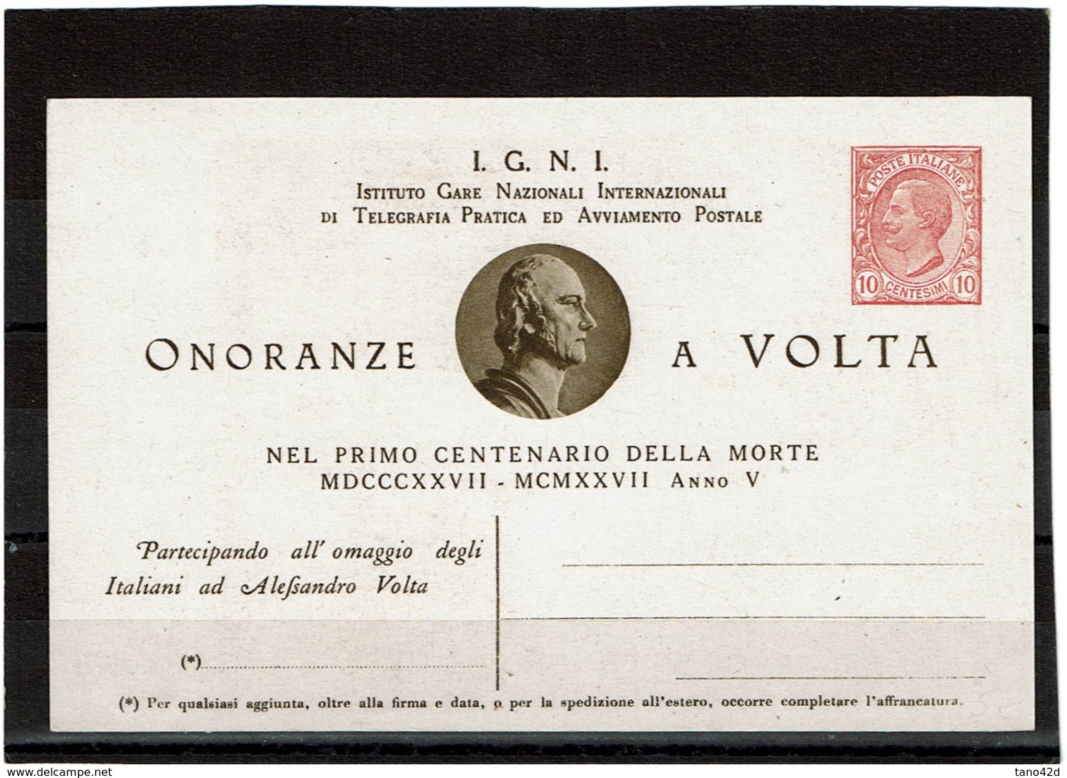 LSAU14 - ITALIE CARTE POSTALE LEONI 10c TSC ONORANZE A VOLTA  NEUVE - Stamped Stationery