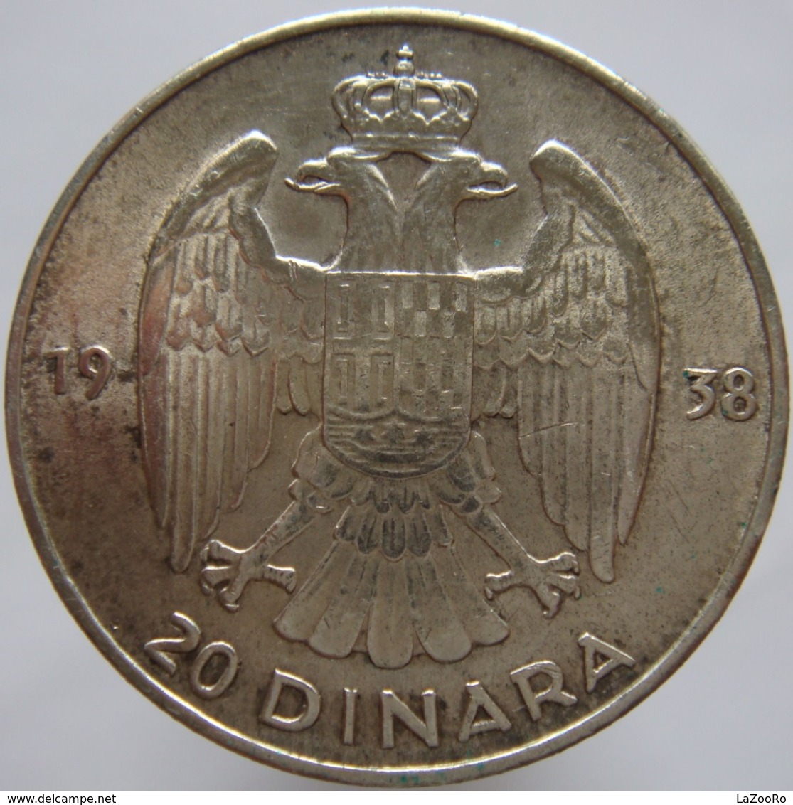 Yugoslavia 20 Dinara 1938 VF / XF - Silver - Yugoslavia