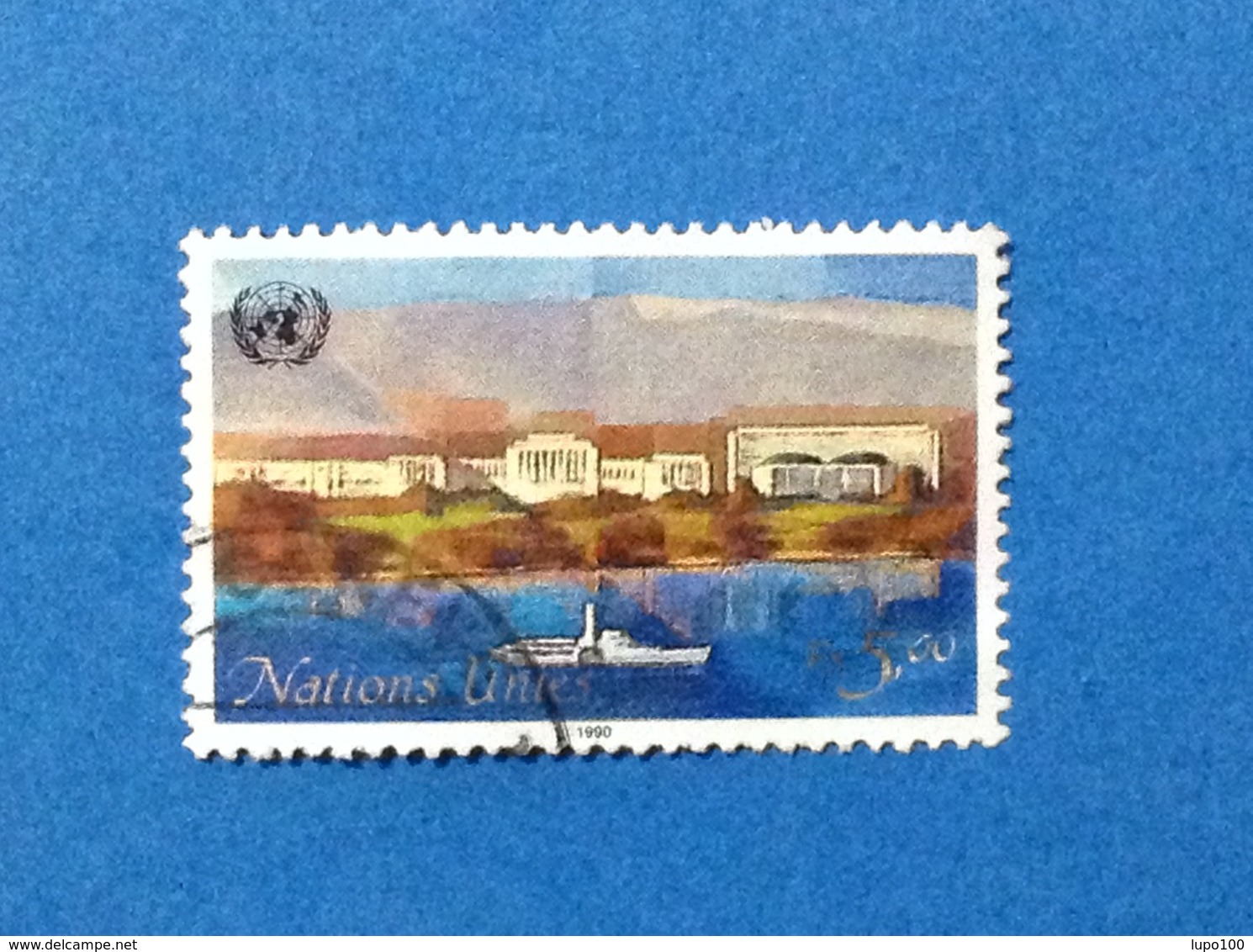 1990 ONU NAZIONI UNITE NATIONS UNIES ORDINARIO GINEVRA GENEVE 5,00 FRANCOBOLLO USATO STAMP USED - Usados