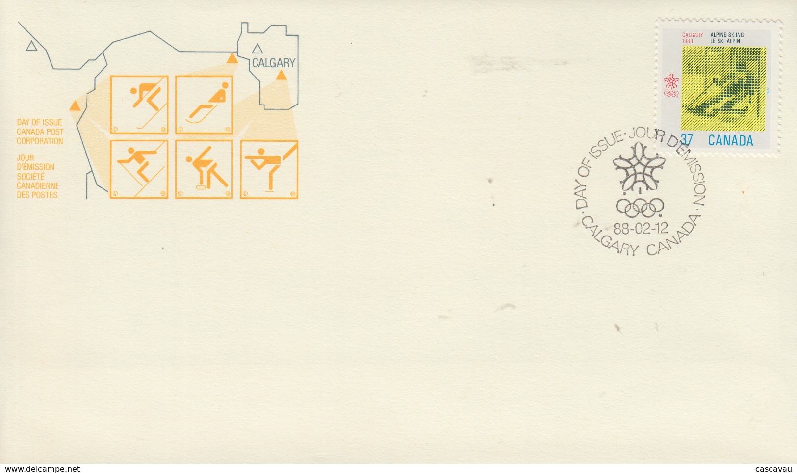 Enveloppe  FDC  1er  Jour   CANADA   JEUX   OLYMPIQUES     CALGARY    1988 - Hiver 1988: Calgary