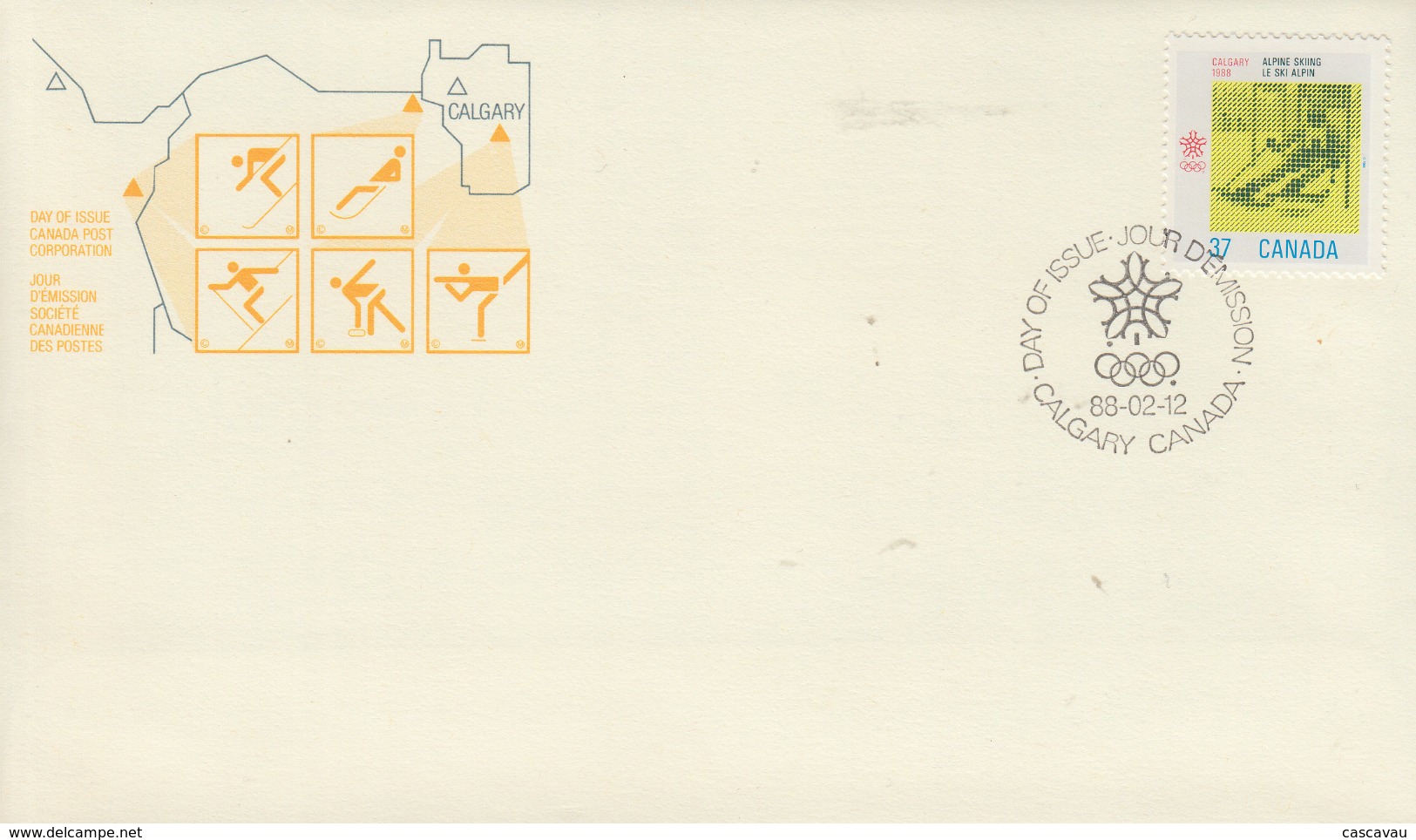 Enveloppe  FDC  1er  Jour   CANADA   JEUX   OLYMPIQUES     CALGARY    1988 - Inverno1988: Calgary